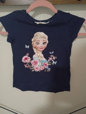 H&M Navy Elsa Floral Graphic Tee